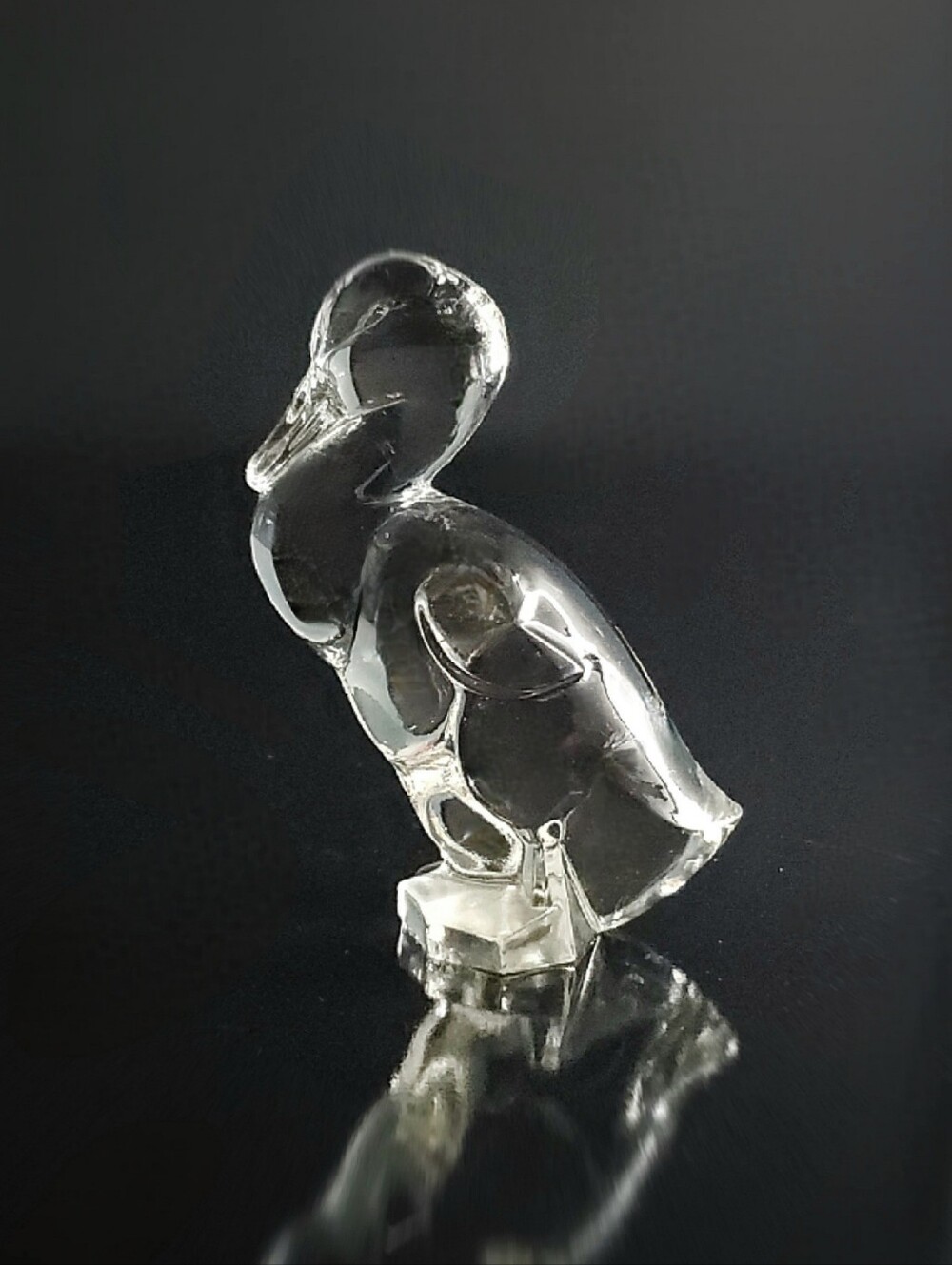 Viking Clear Glass #6712 Epic Upright Fighting Duck Figurine